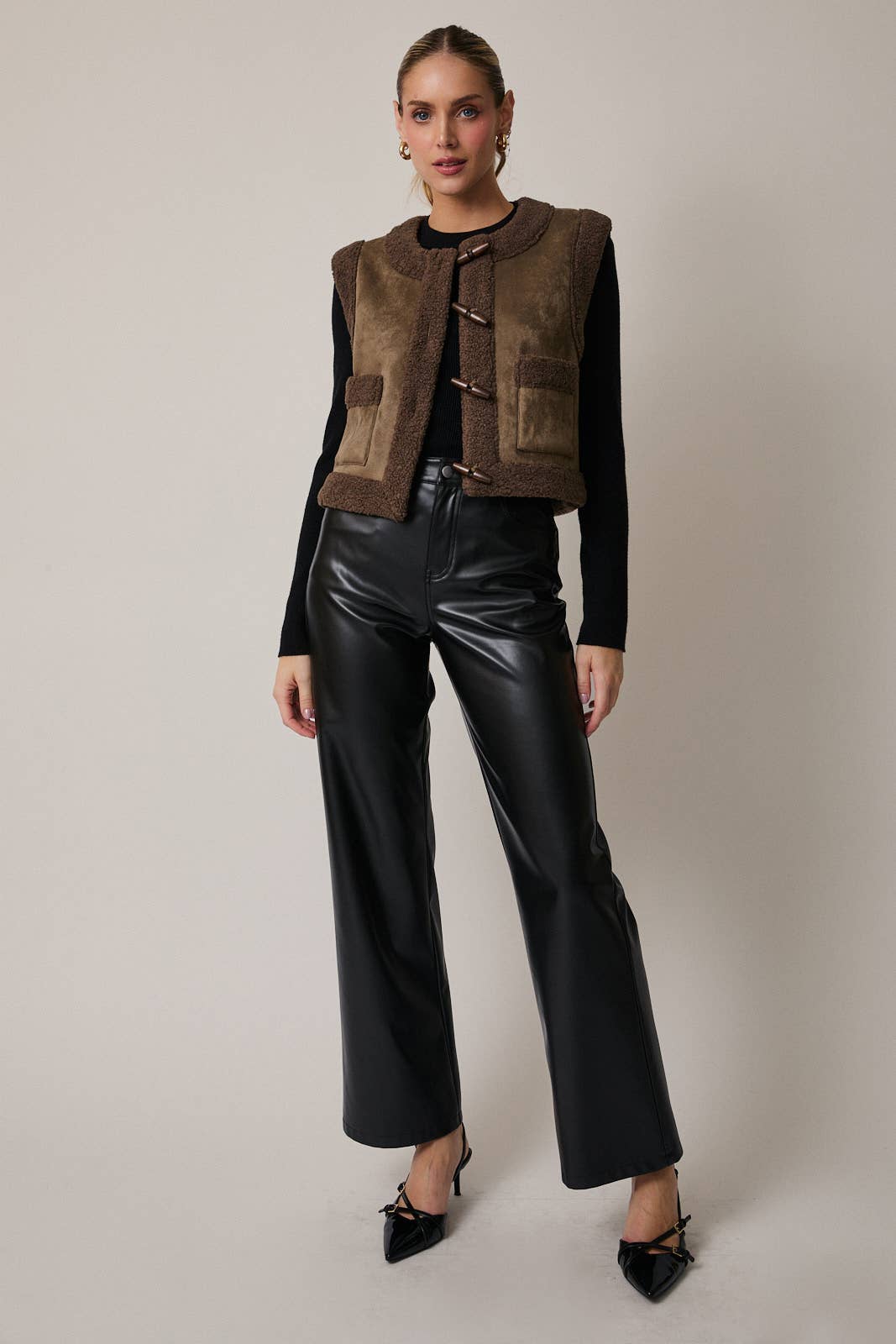 SUEDE & SHERPA BONDING VEST OUTERWEAR