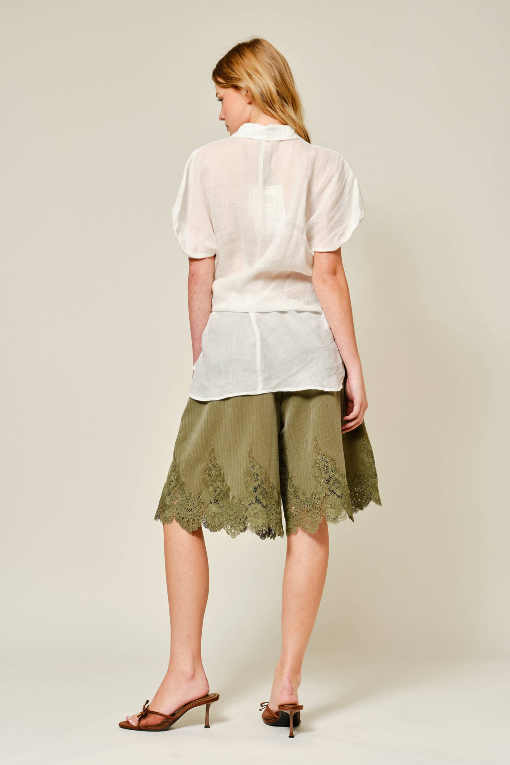 Aaron & Amber Lace Hem Classic Long Shorts