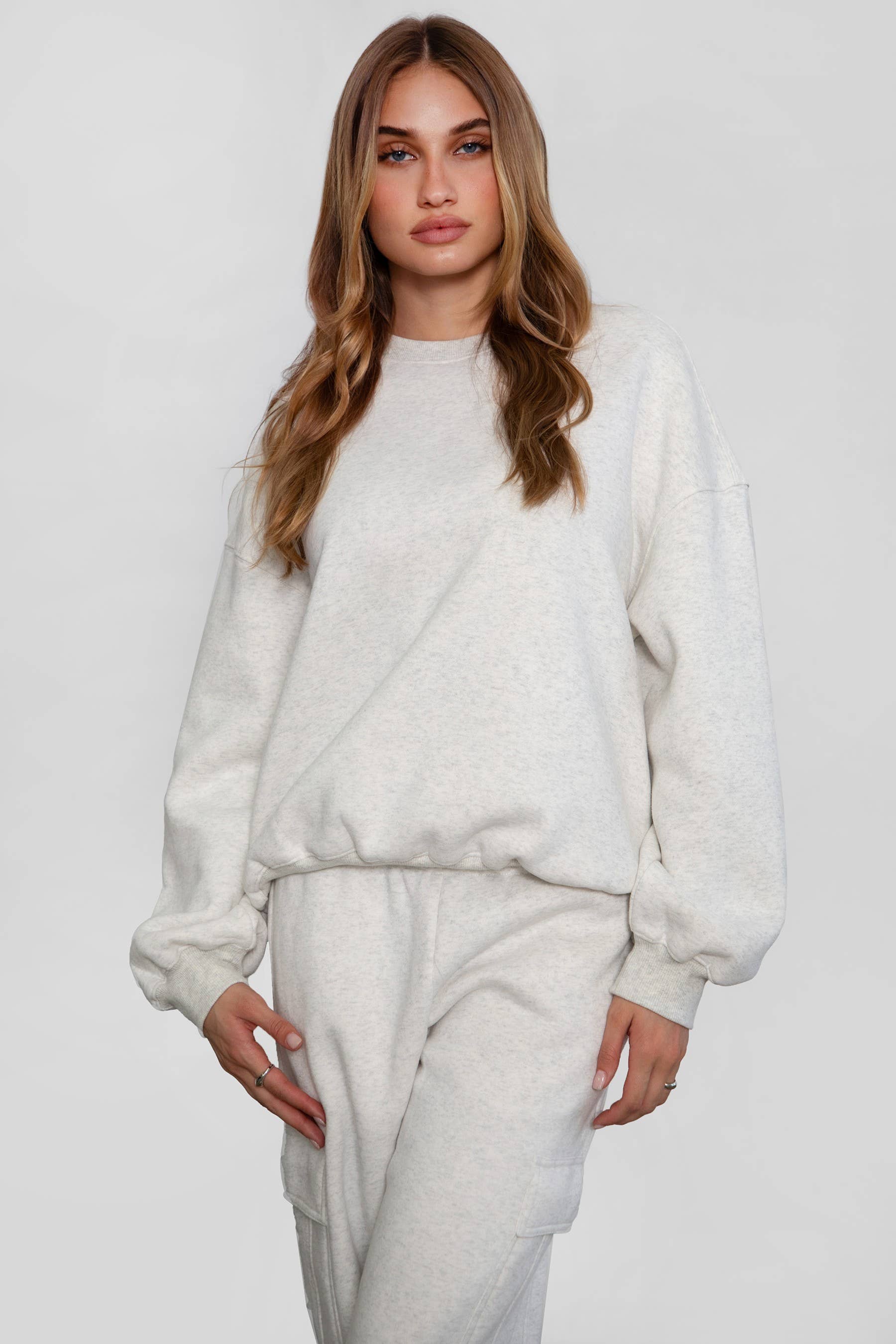 VARSITY Plush Fleece Crew Neck Lounge Pullover Sweatshirt