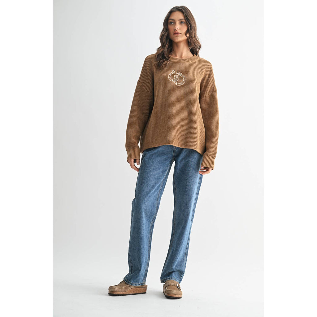 DOUBLE HORSESHOE KNIT SWEATER / WL25-11155