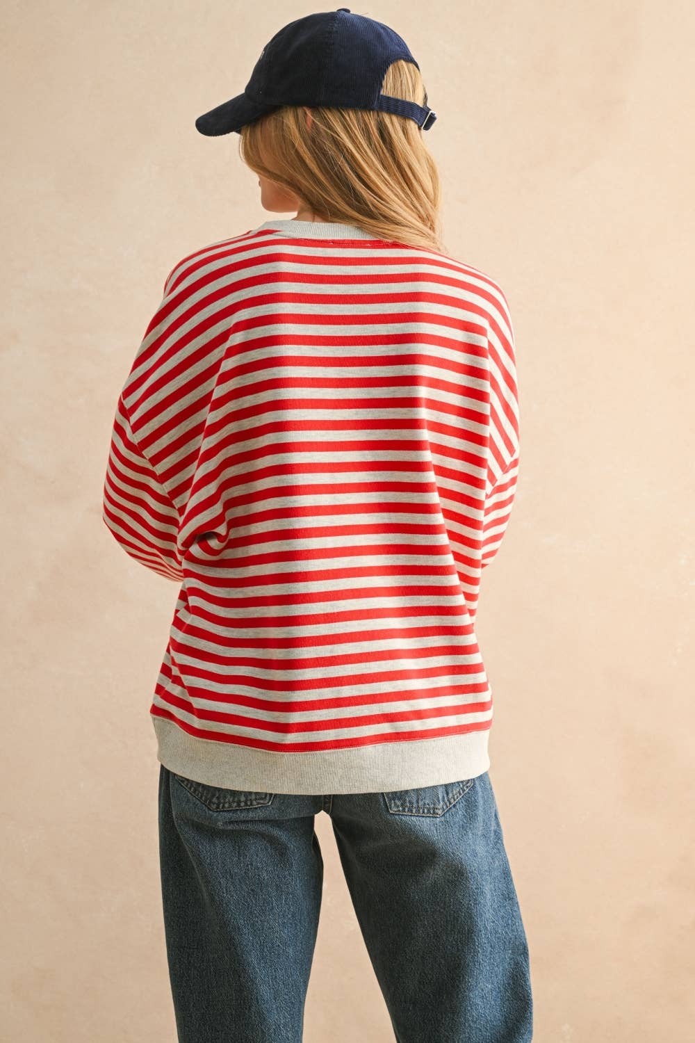 STRIPED KNITTED LONG SLEEVE PULLOVER
