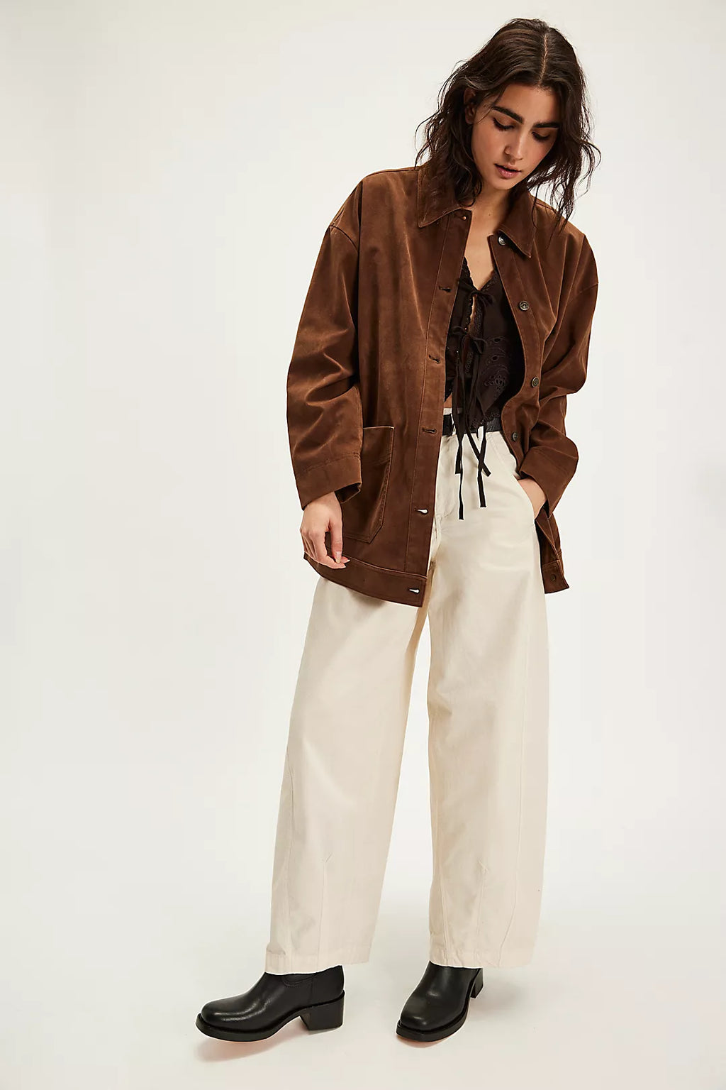 PAPER CUT VEGAN BLAZER in BROWN BEAR FREE PEOPLE