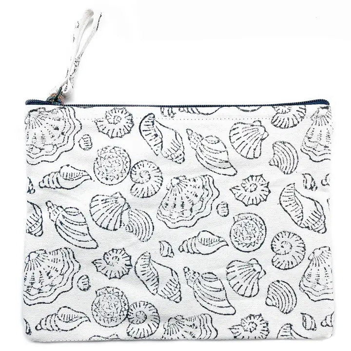 Block-Printed Canvas Zipper Pouch
