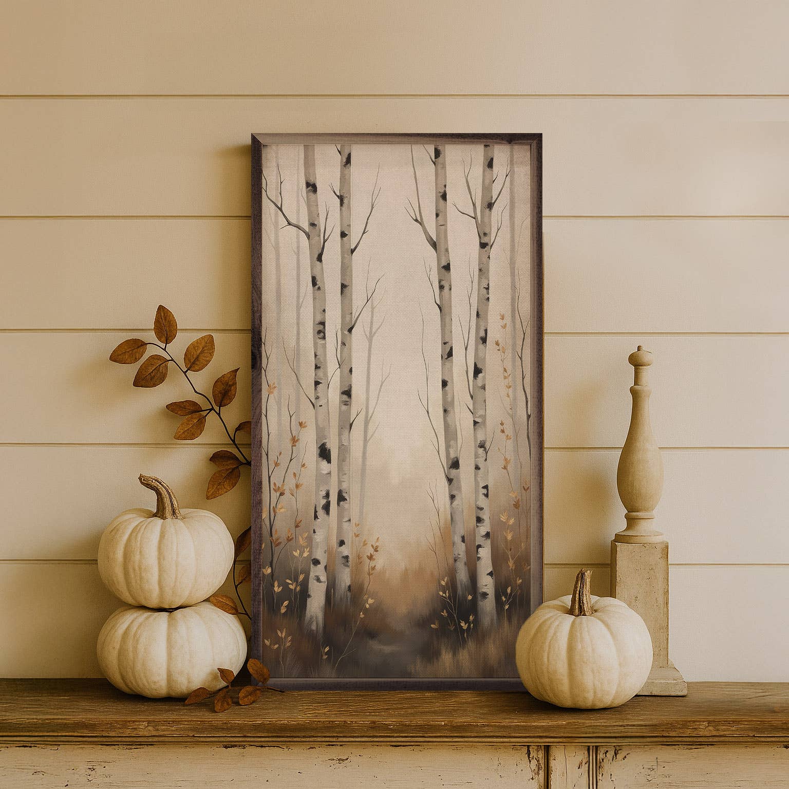 White Birch Trees Autumn Scene