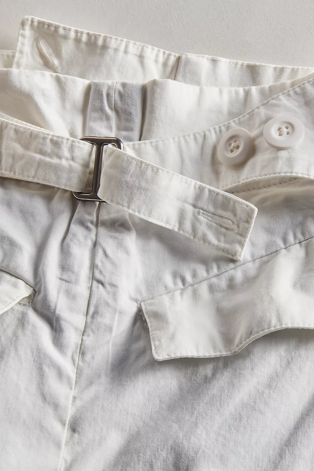 FREE PEOPLE BUCKLE BACK TROUSER in SNOW WHITE