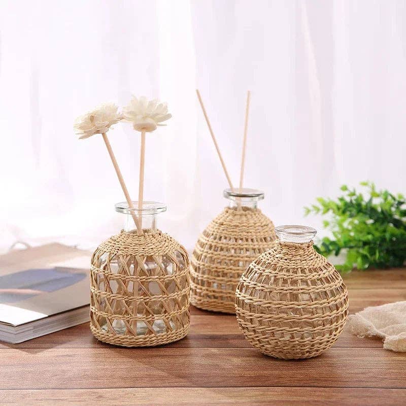 Handwoven Rattan Vases