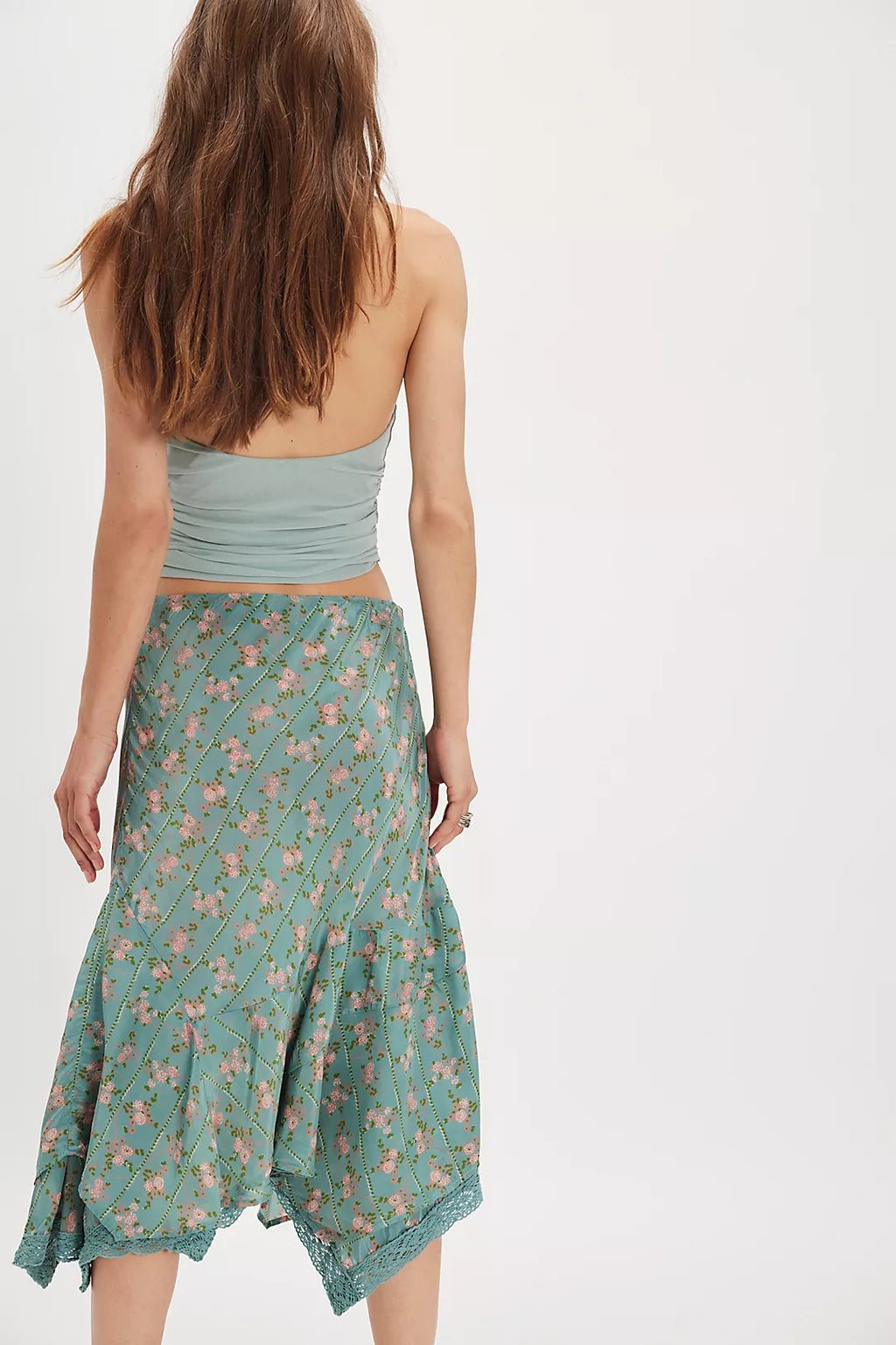 FREE PEOPLE BALI SWEET ESCAPE SKIRT in MINERAL BLUE COMBO