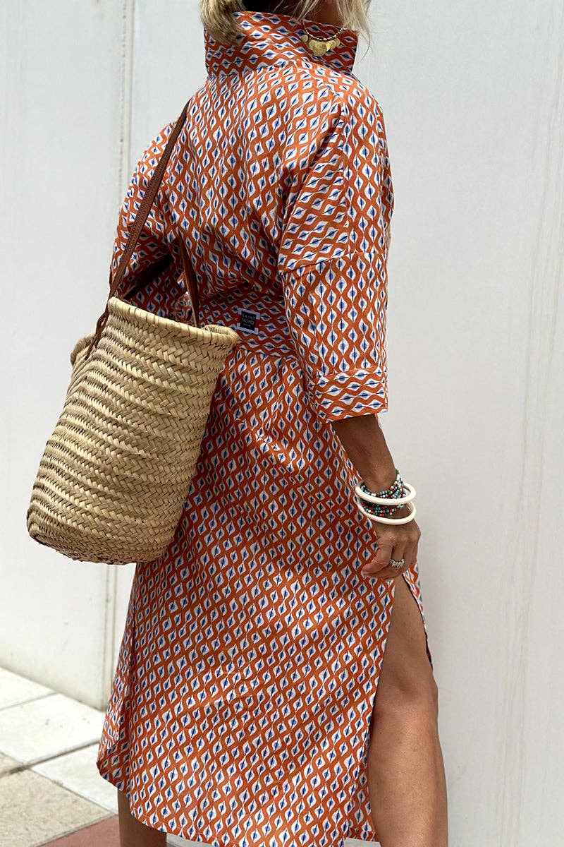 Striped Belted Shirt Dress