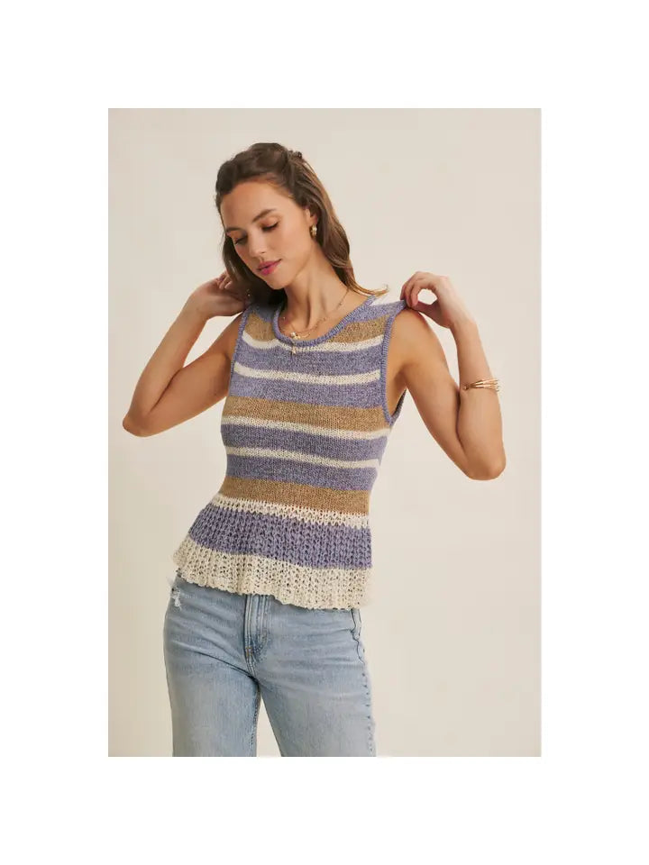 LAID-BACK COASTAL STRIPE AIRY SWEATER KNIT TANK