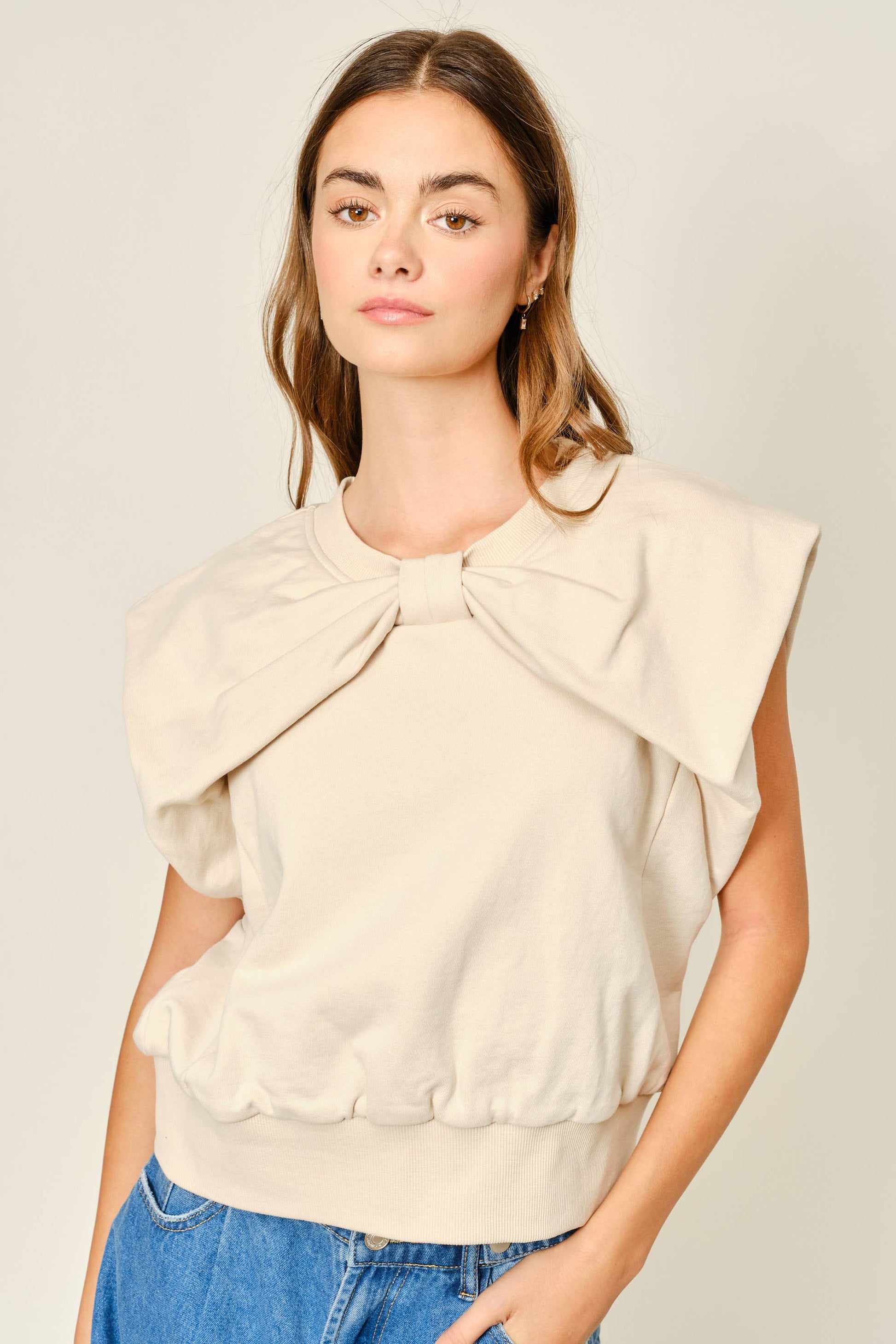 CASUAL RIBBON DETAIL SWEATSHIRT