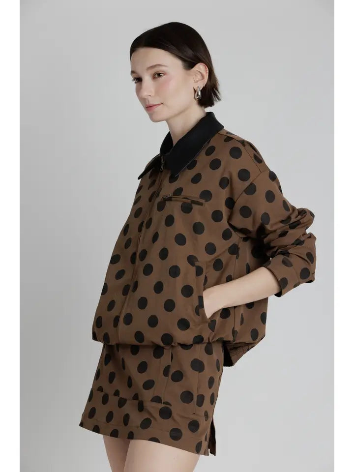 Polka Dot Twill Contrast Jacket