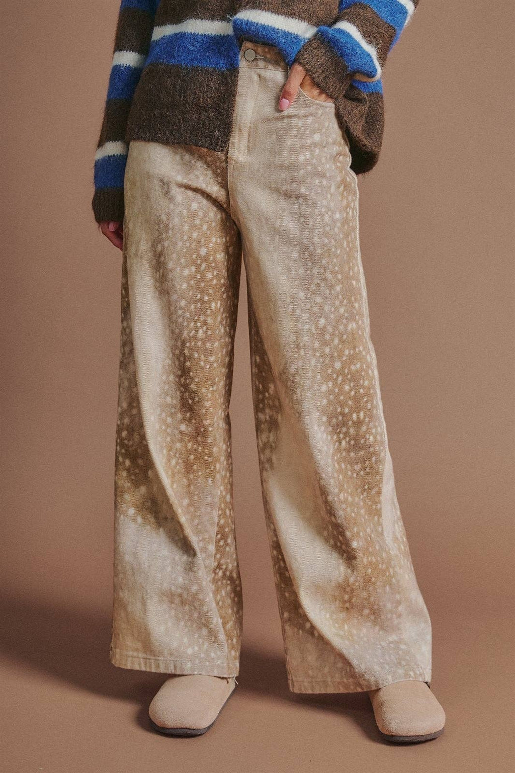 Deer Spot Wide Leg Twill Pants