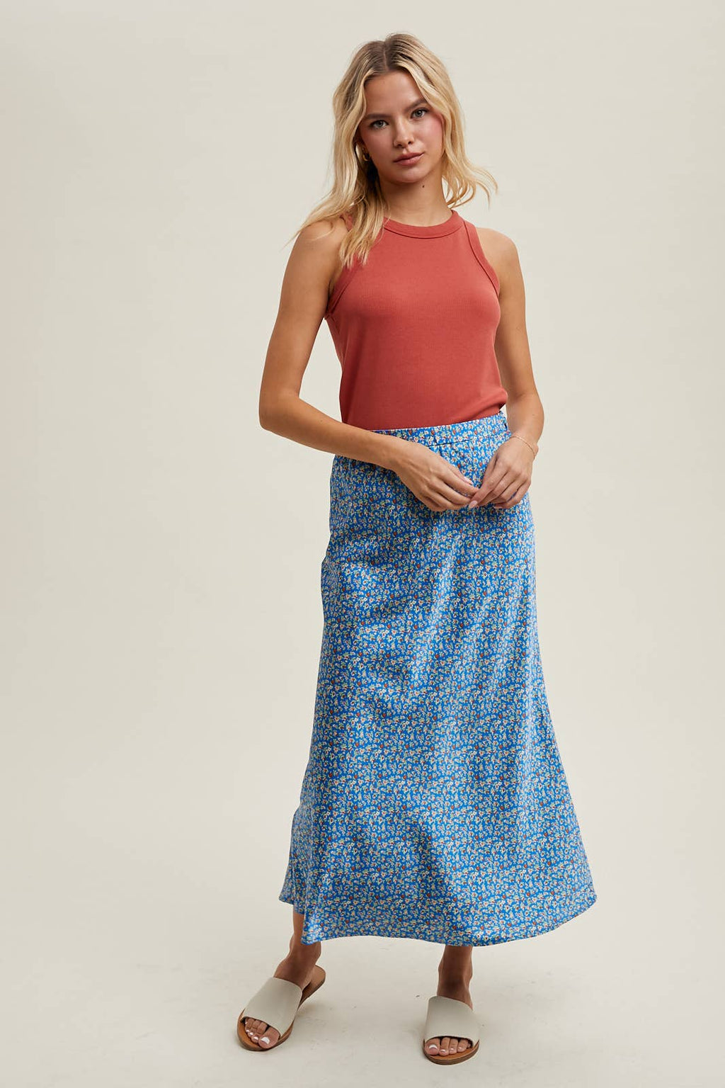 CREW NECK RIBBED KNIT TANK TOP / WL18-1044