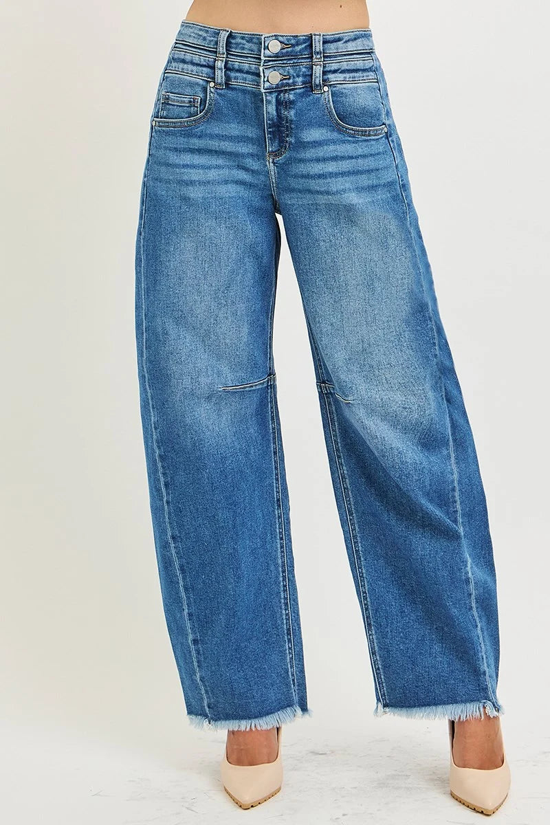 Slouchy Barrel Double Waistband Jeans
