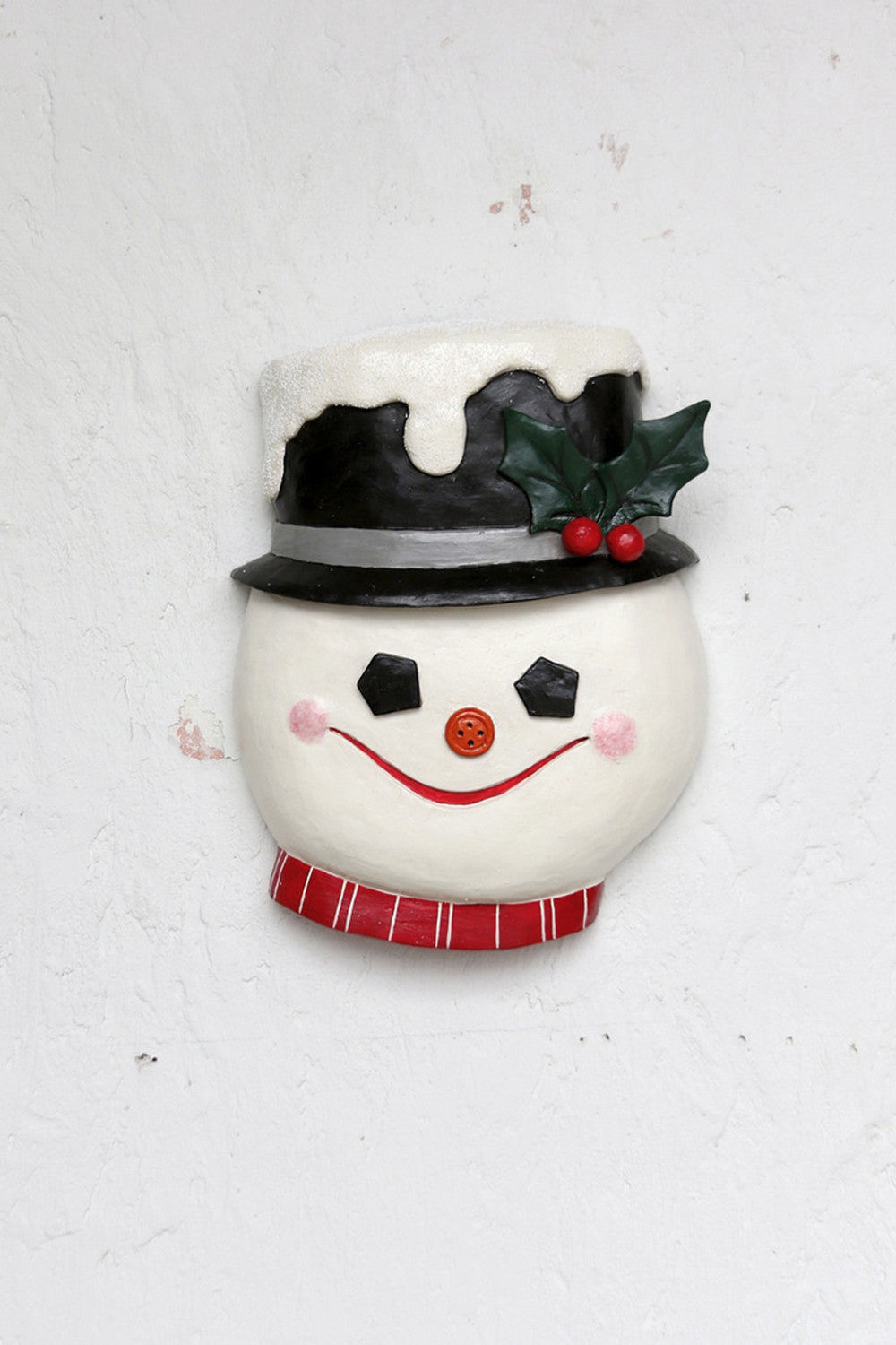 Paper Mache Frosty the Snowman Face Wall Mount