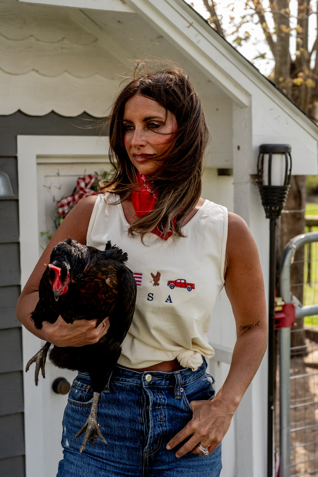 Embroidered USA Icons Comfort Colors Tank Top | 4th of July Americana