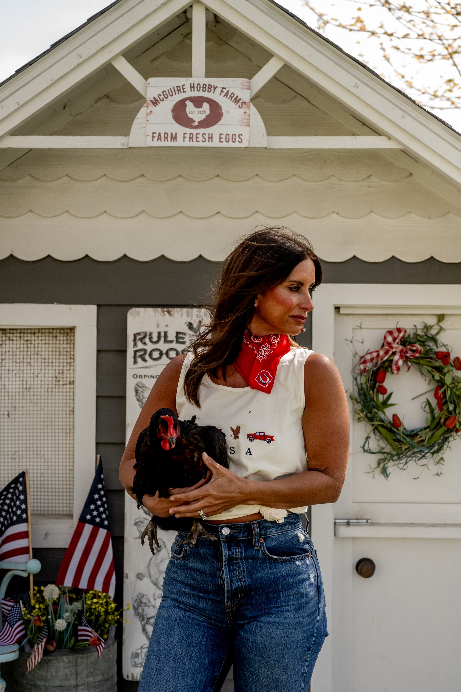 Embroidered USA Icons Comfort Colors Tank Top | 4th of July Americana