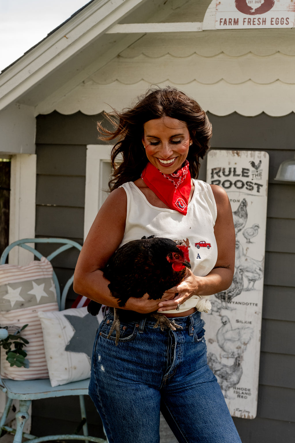 Embroidered USA Icons Comfort Colors Tank Top | 4th of July Americana