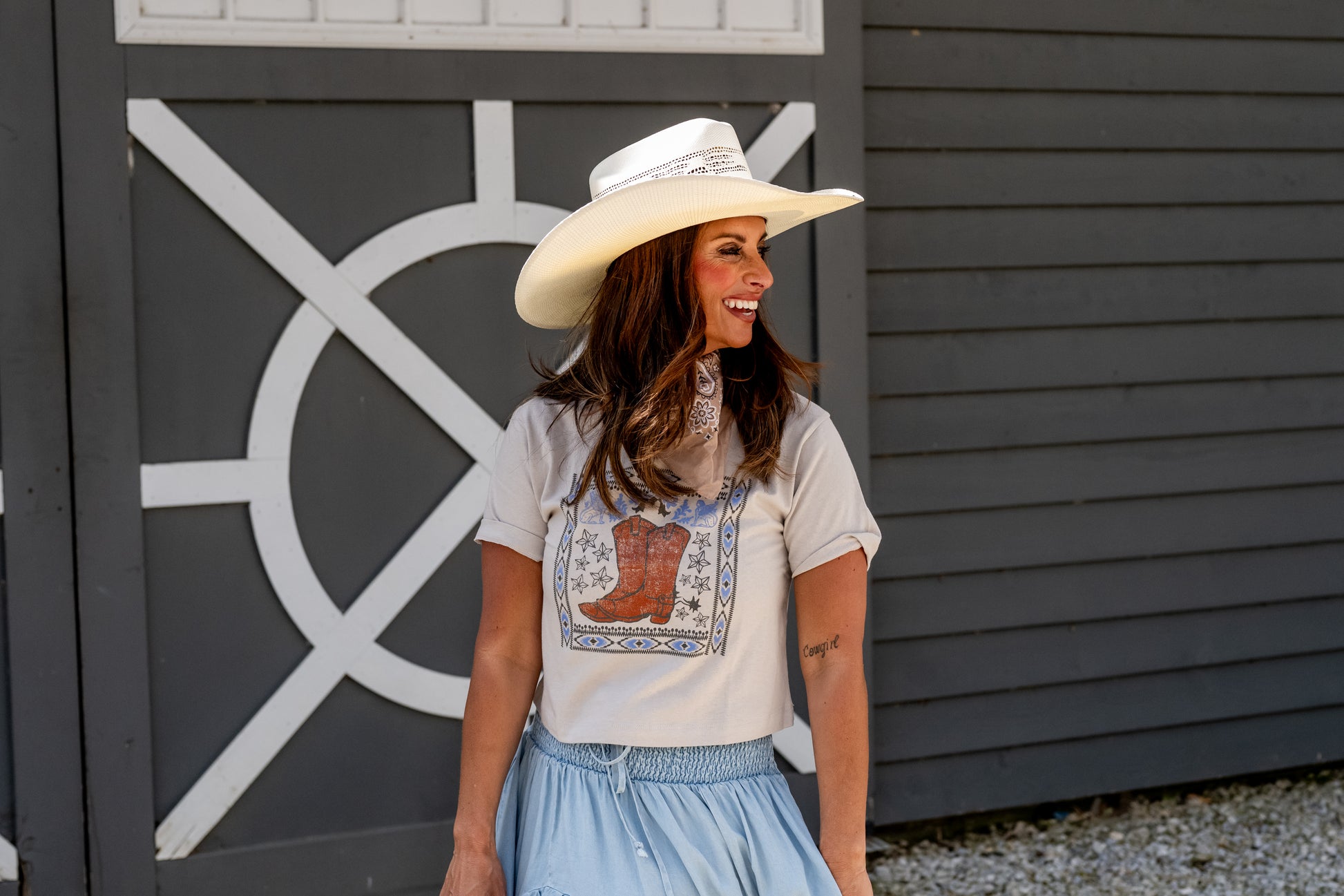 Promesa USA Western Cowboy Boots Graphic Tee - Vintage Garment Dyed T-Shirt