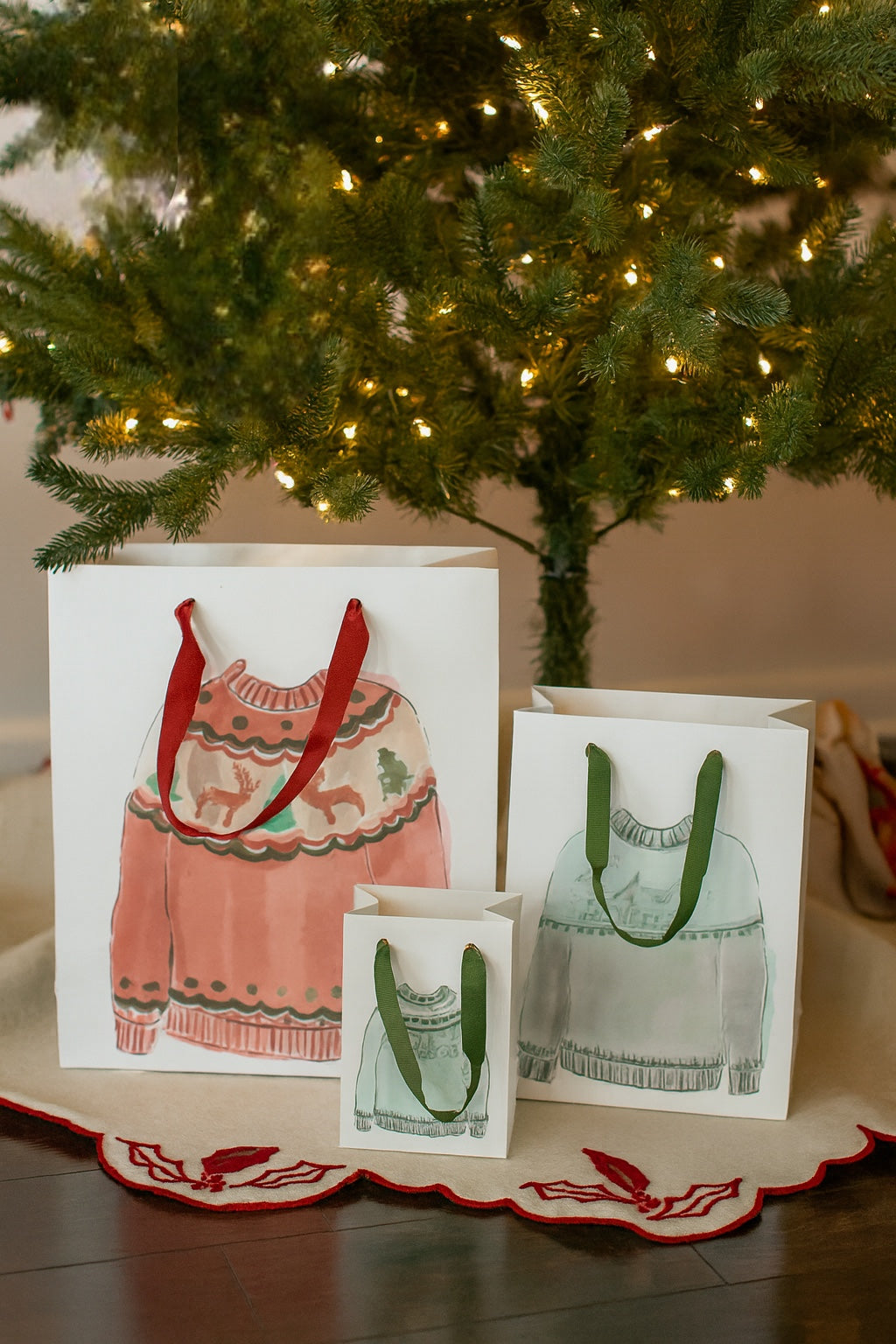 Sweater Print Christmas Gift Bags | 3 Sizes