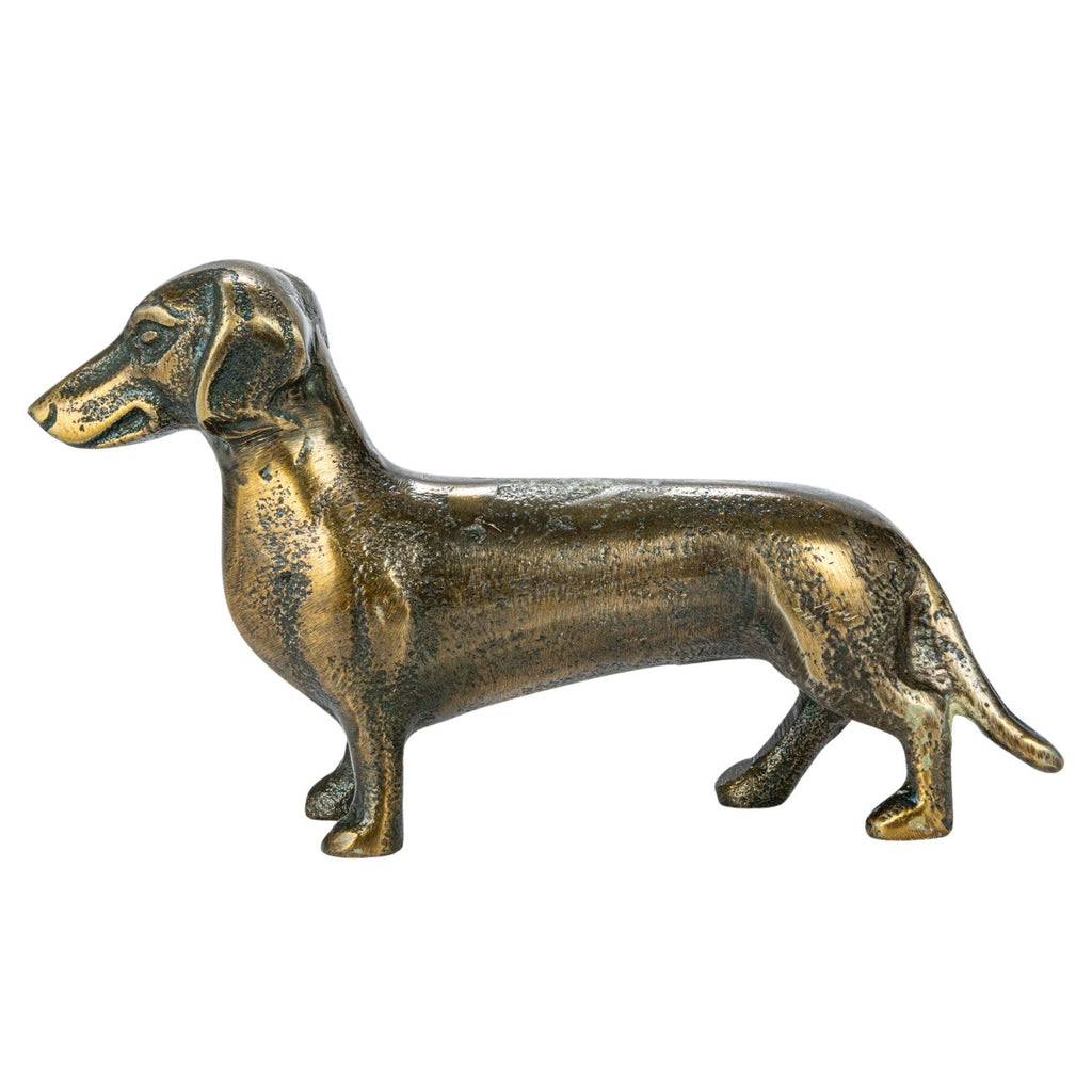 Antique Brass Cast Aluminum Dachshund Wiener Dog Figurine