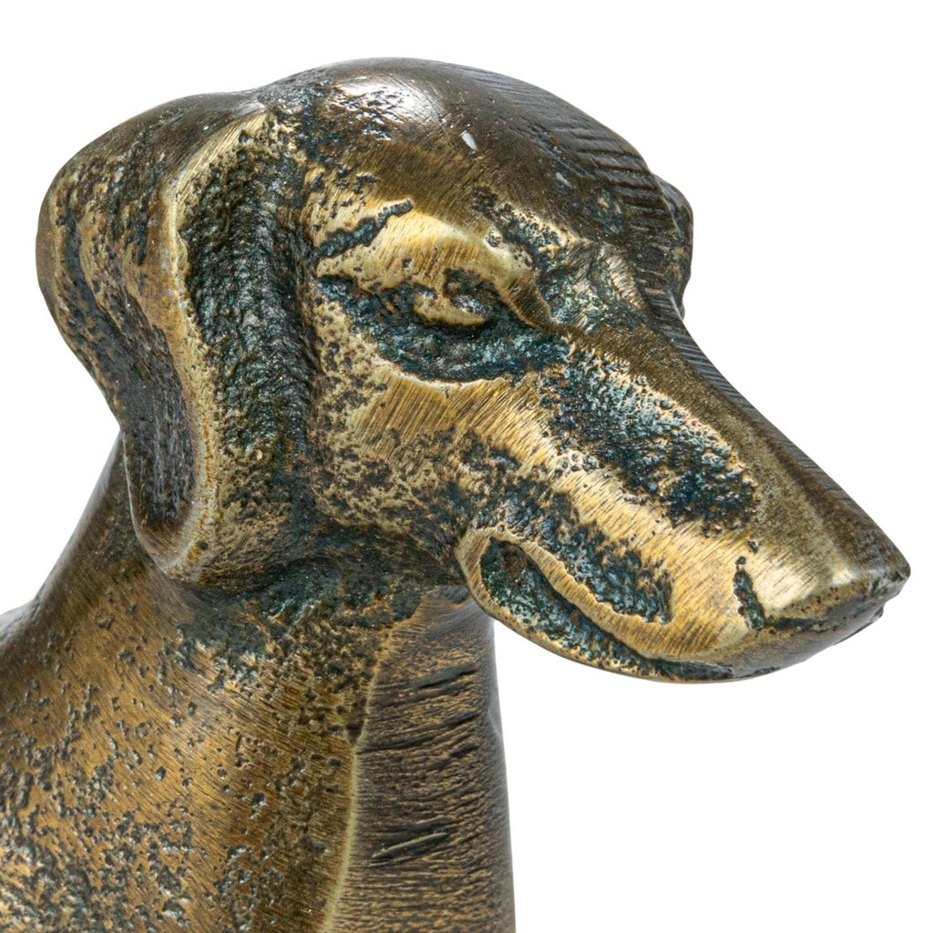 Antique Brass Cast Aluminum Dachshund Wiener Dog Figurine