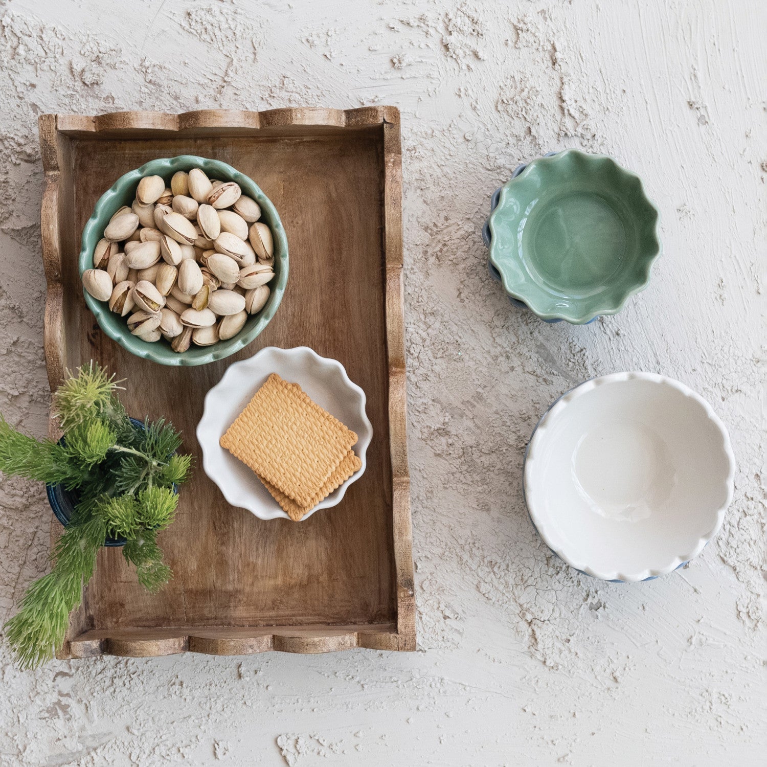 Mango Wood Scalloped Tray