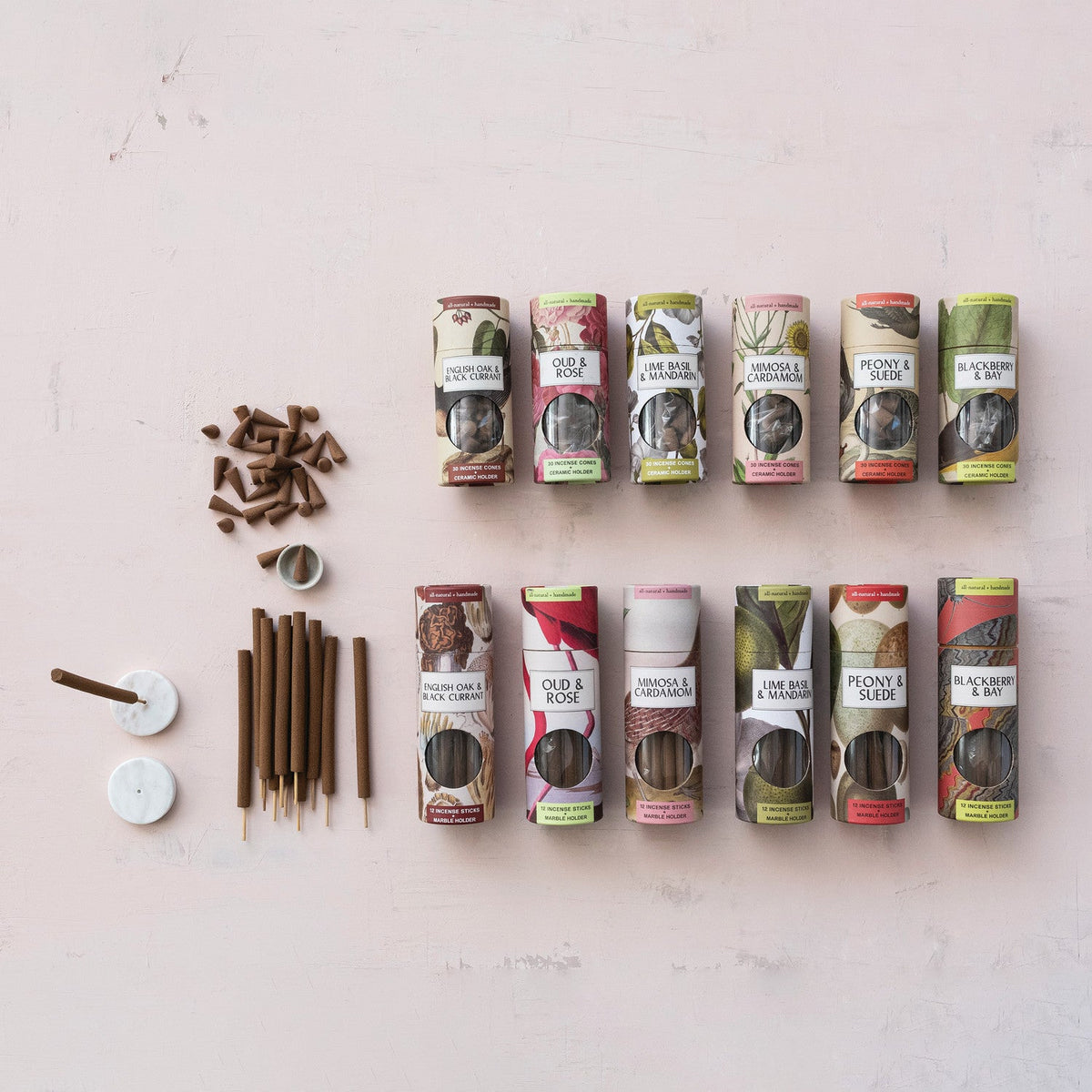Oud & Rose Incense Cones with Ceramic Holder