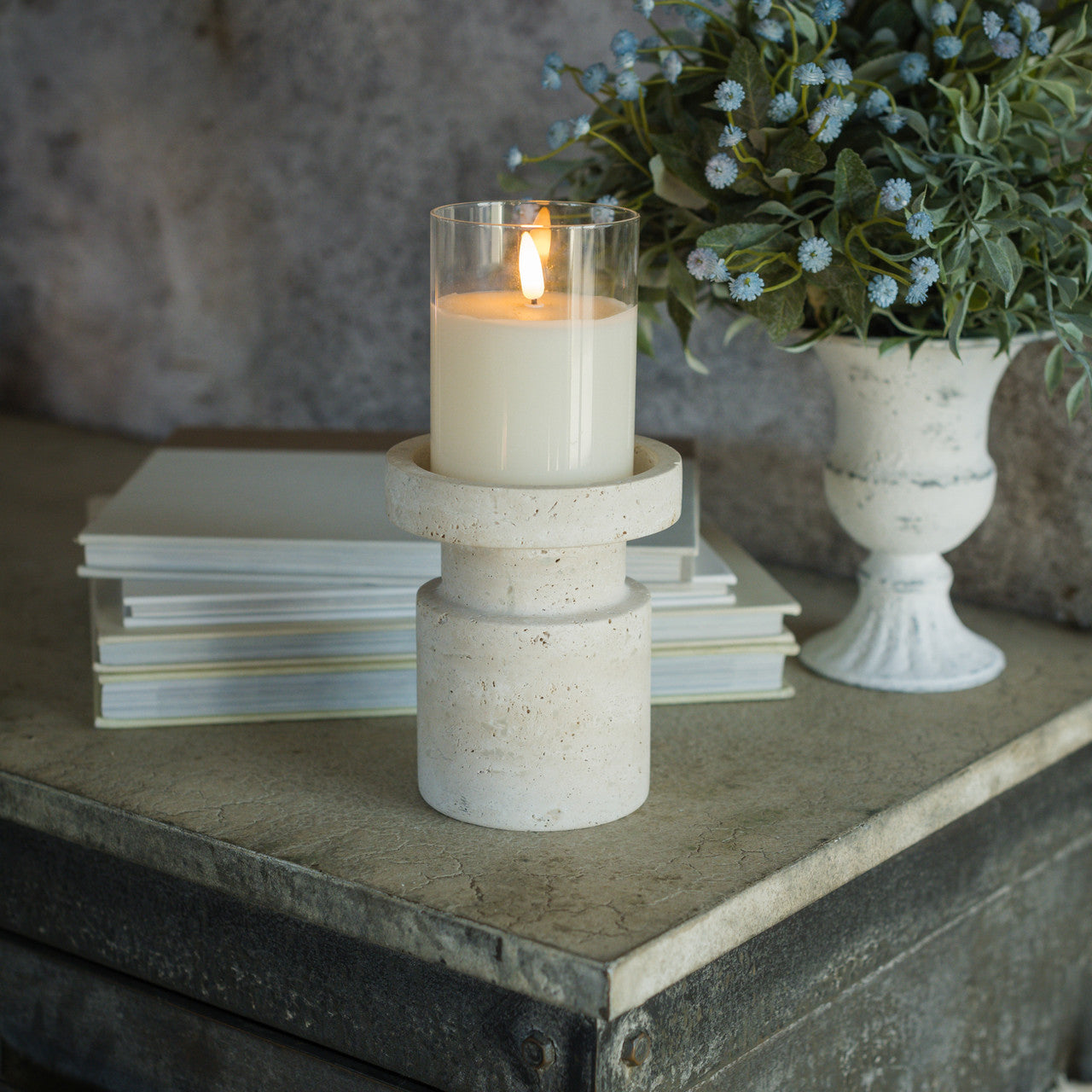Natural Stone Pillar Candle Stand