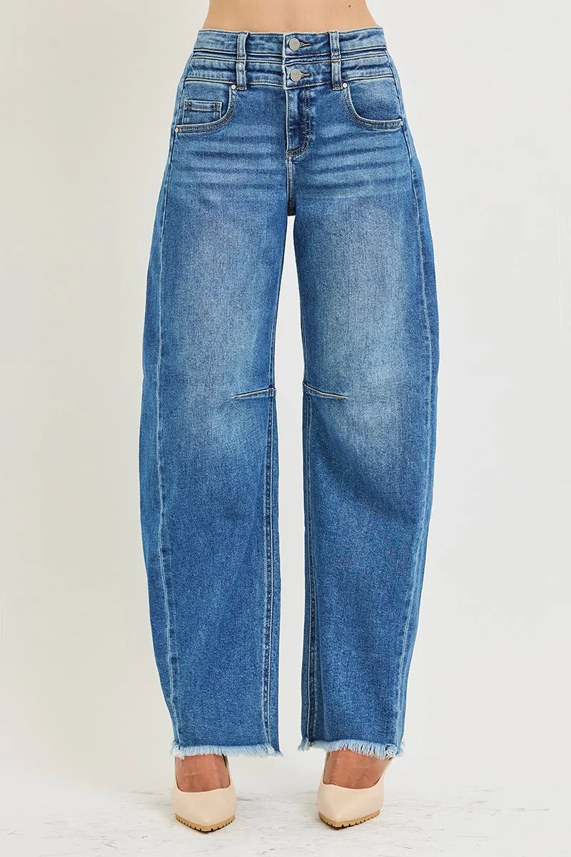 Slouchy Barrel Double Waistband Jeans