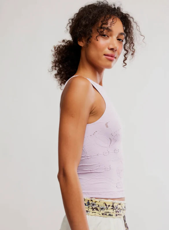 Flirty Flutters Floral Embroidered Tank - Orchid Hush Purple Cami