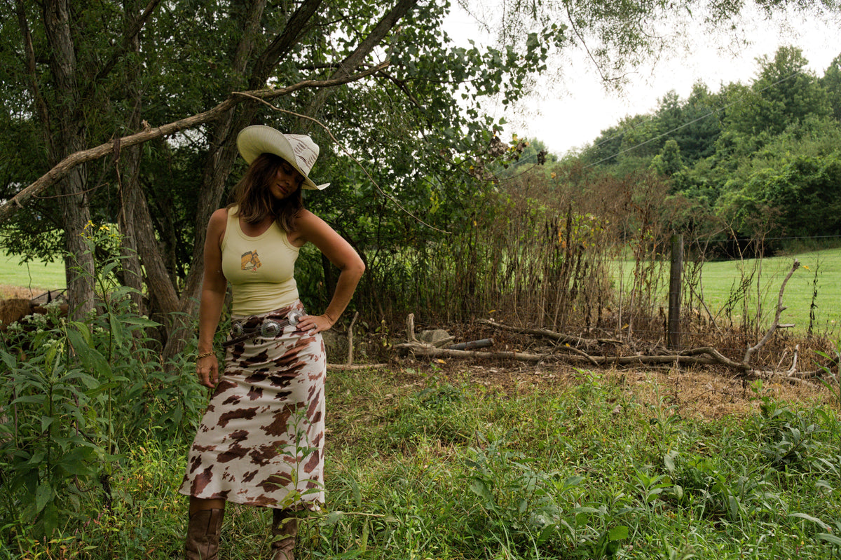 Western Chic Satin Skirt