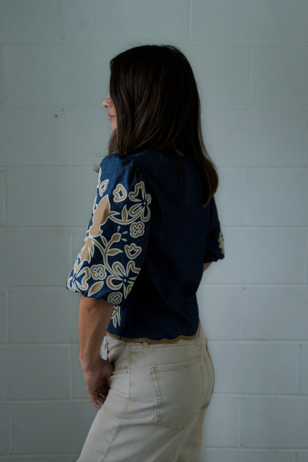 Juliana Floral Embroidered Puff Sleeve Top