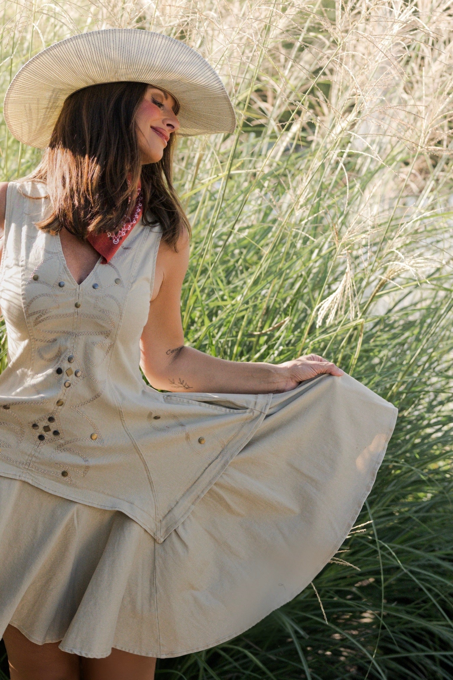Western Stitch Sleeveless Flare Denim Dress - Cedar & Thread