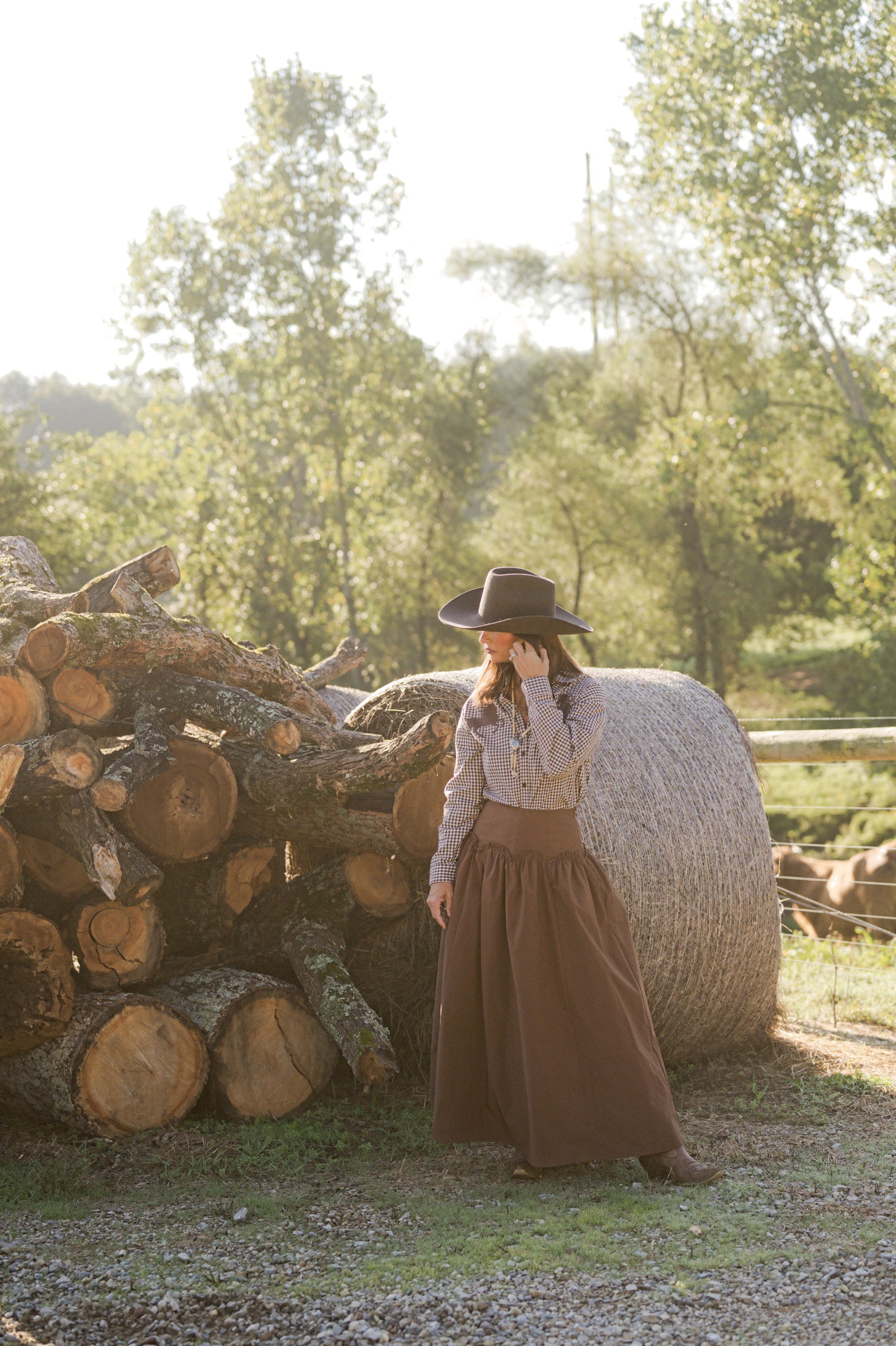 Western Horse Gingham Shirt