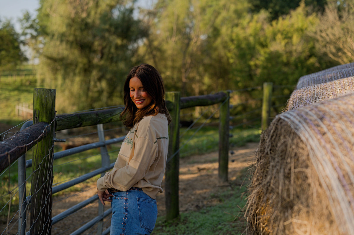 Western Embroidered Terry Pullover