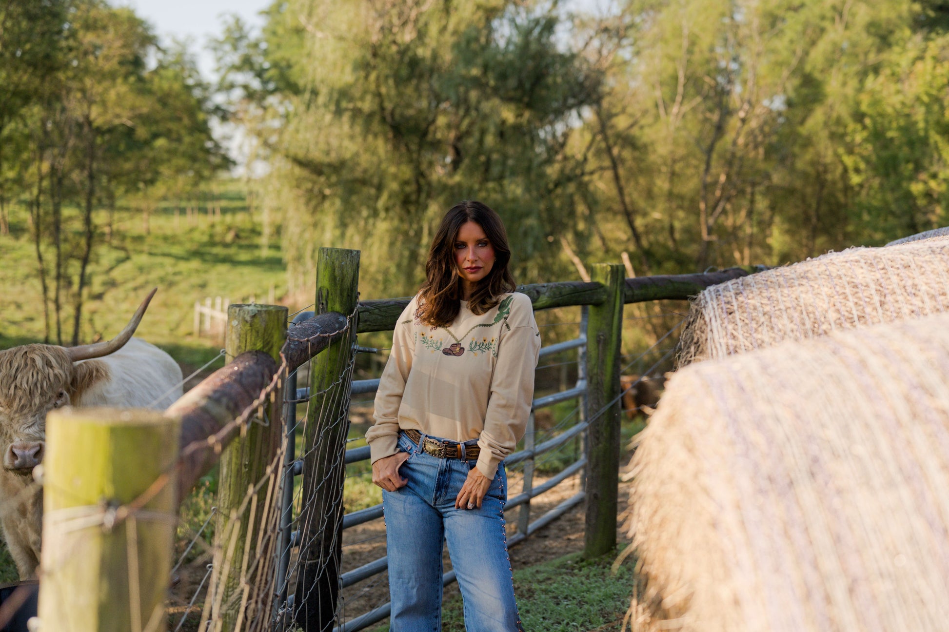 Western Embroidered Terry Pullover
