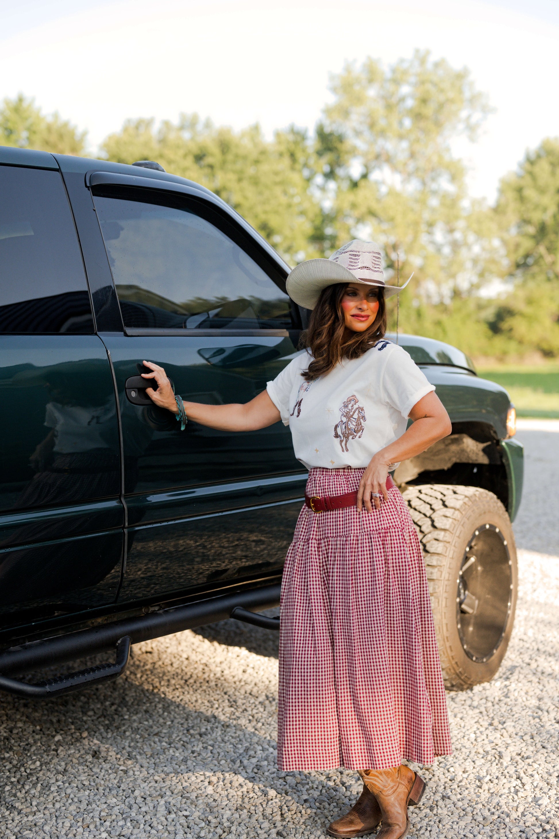 Western Motif Embroidered Graphic T Shirt