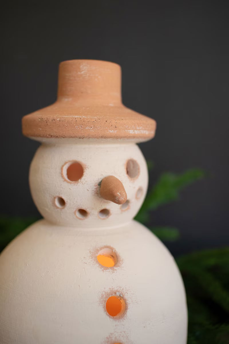 Ivory & Terracotta Snowman Luminary