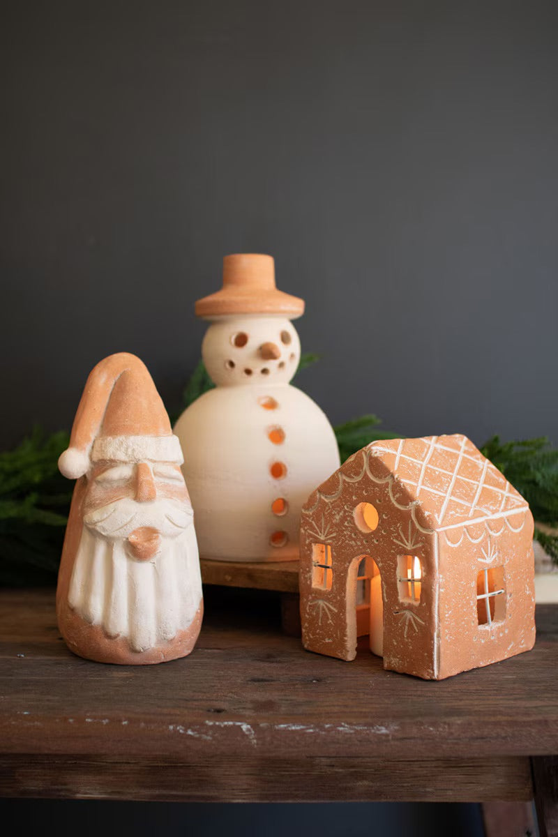 Ivory & Terracotta Snowman Luminary