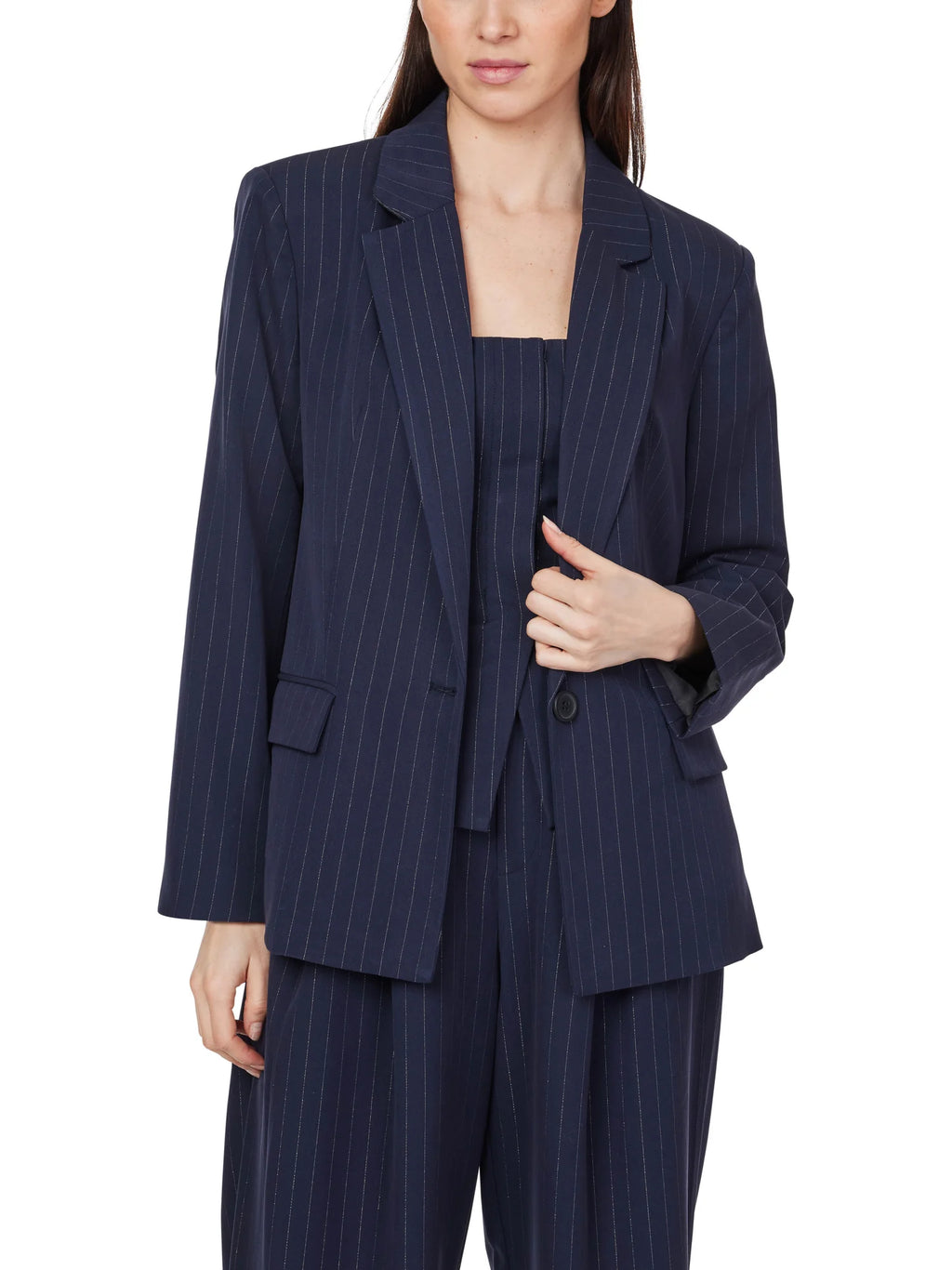 PINSTRIPE BLAZER IN DARK SAPPHIRE