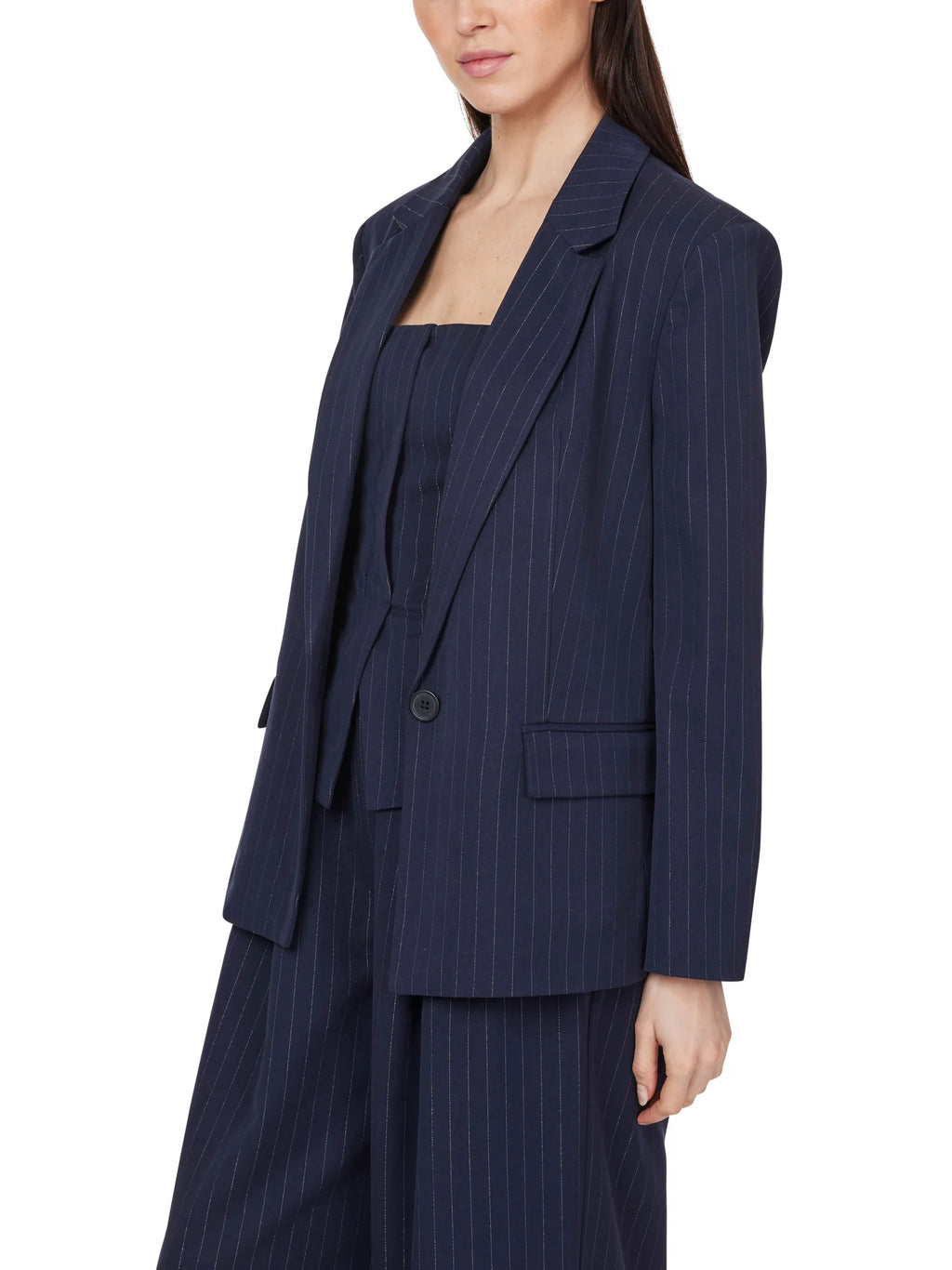 PINSTRIPE BLAZER IN DARK SAPPHIRE
