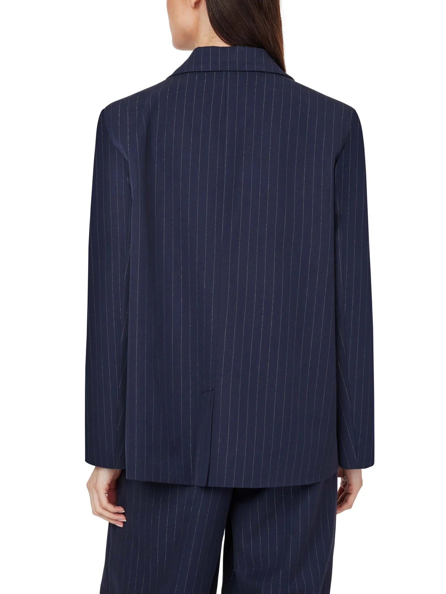 PINSTRIPE BLAZER IN DARK SAPPHIRE