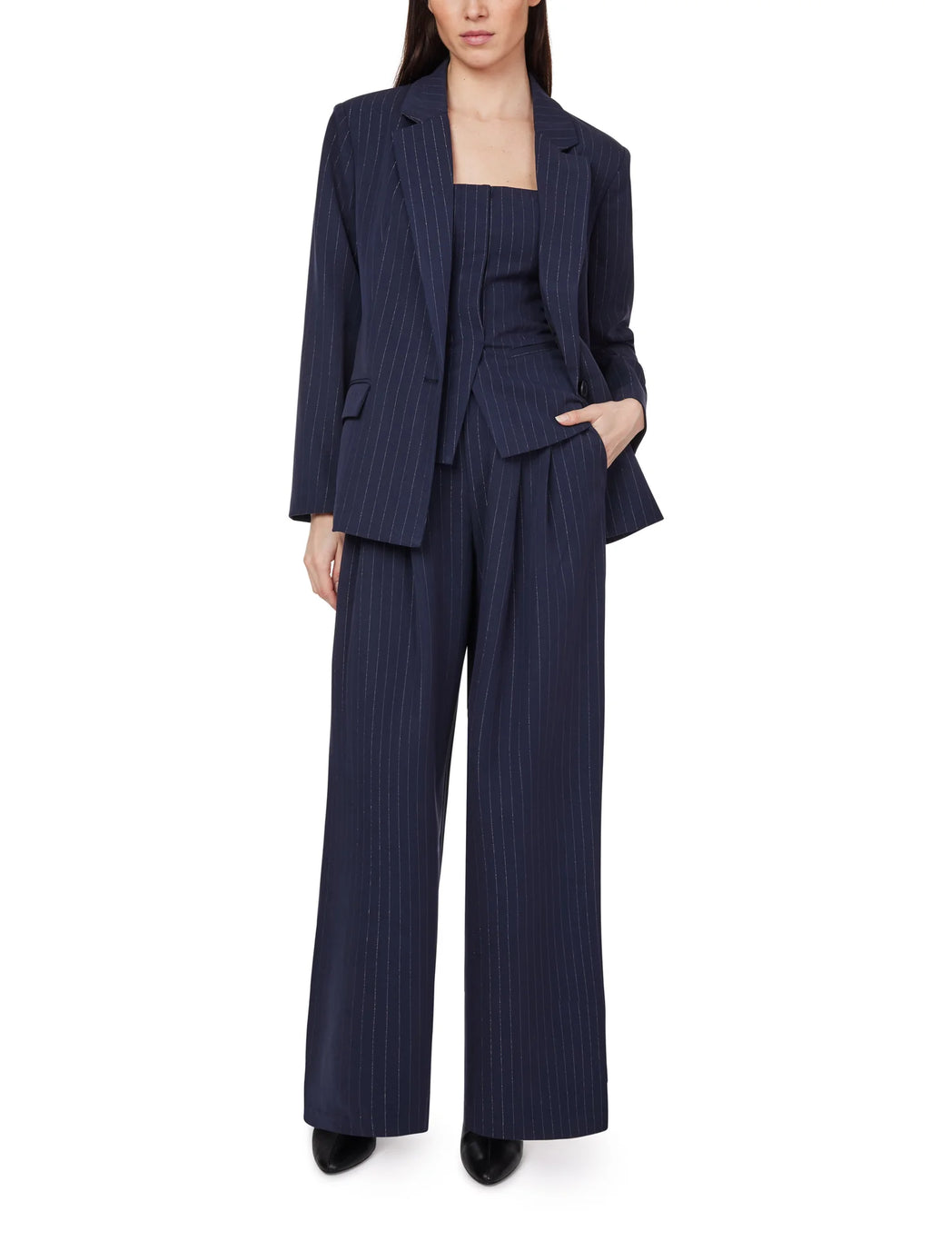 PINSTRIPE BLAZER IN DARK SAPPHIRE