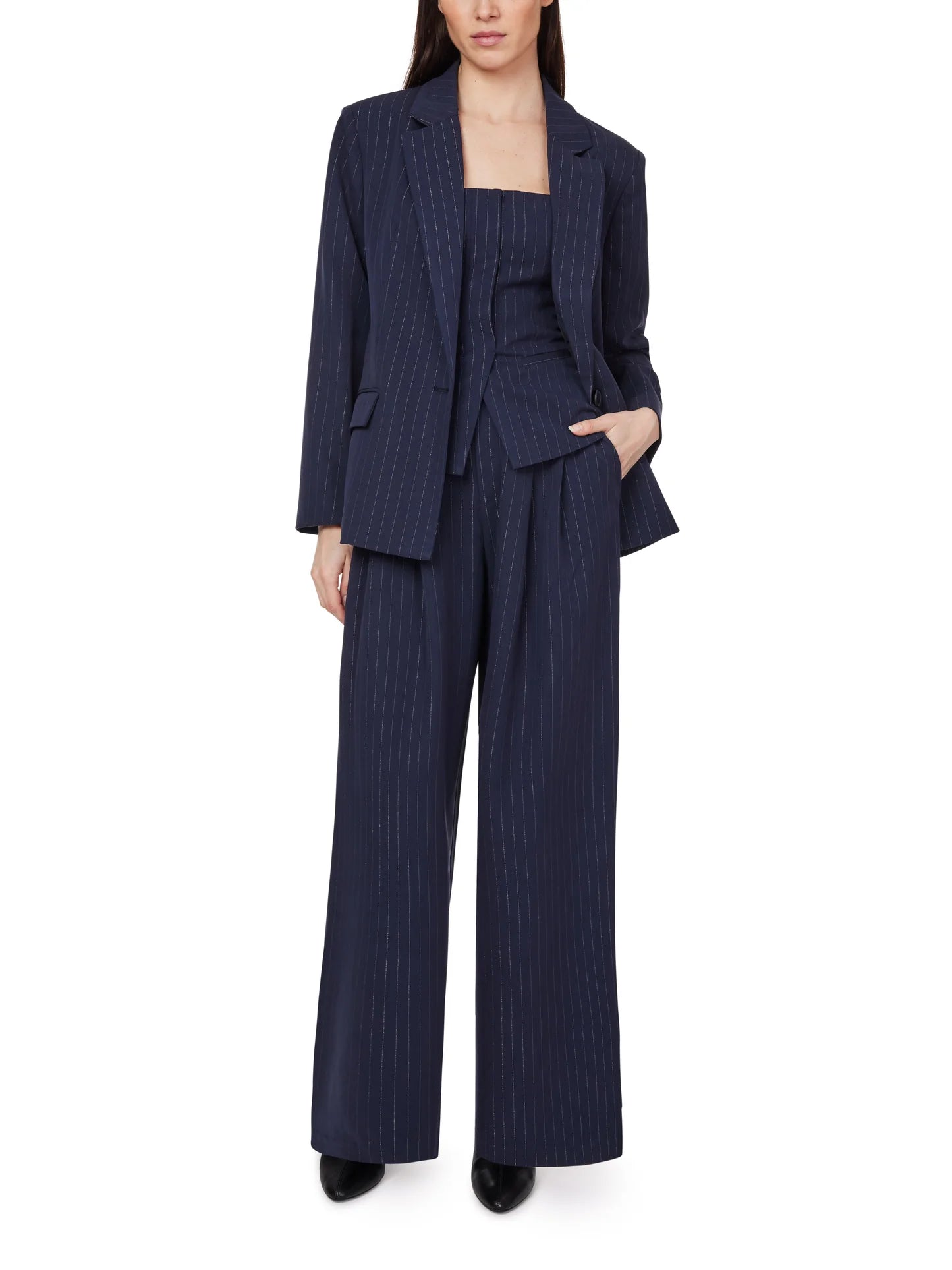 PINSTRIPE BLAZER IN DARK SAPPHIRE