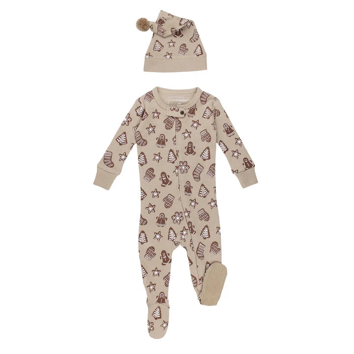 Baby Holiday Thermal 2-Way Zipper Footie & Cap Set