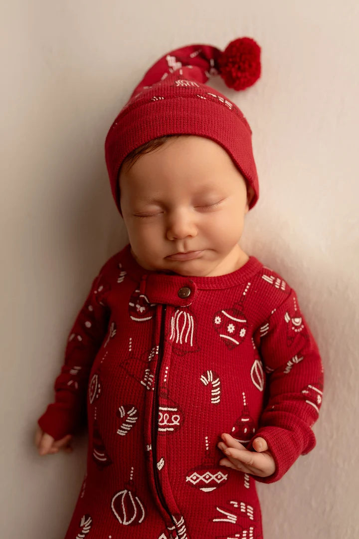 Baby Holiday Thermal 2-Way Zipper Footie & Cap Set