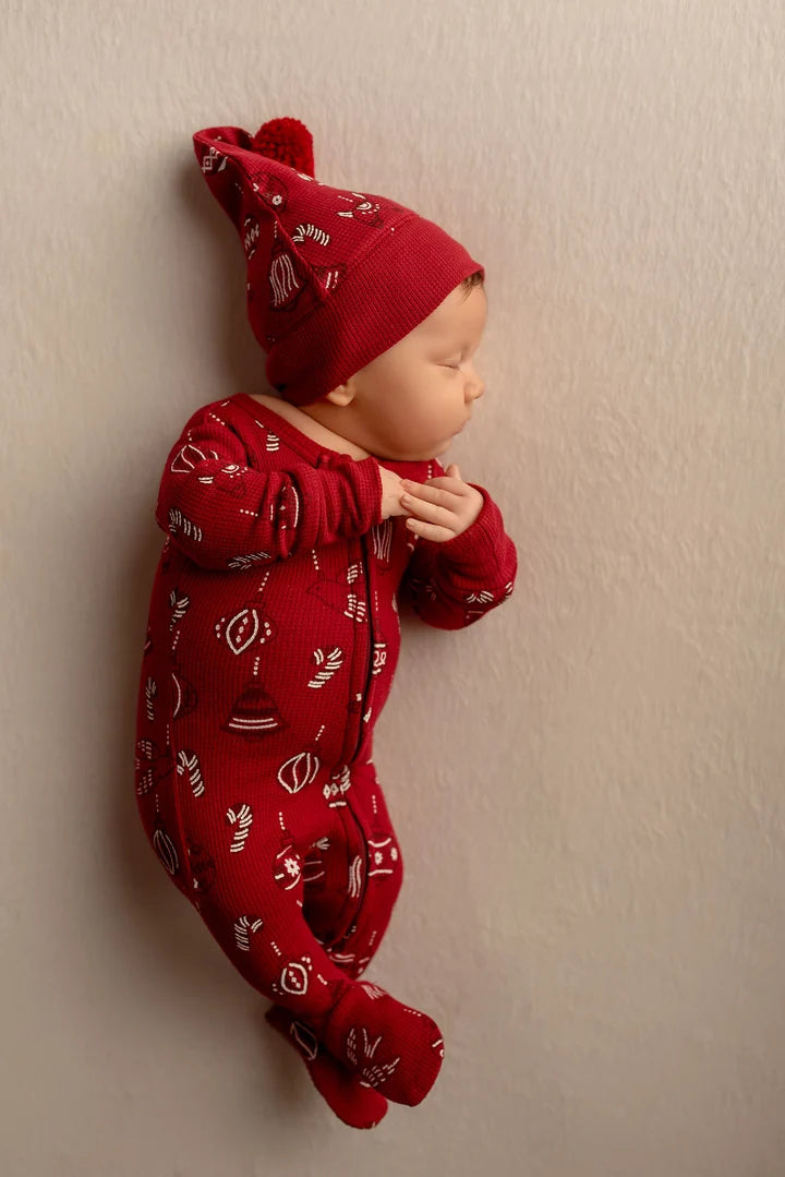 Baby Holiday Thermal 2-Way Zipper Footie & Cap Set
