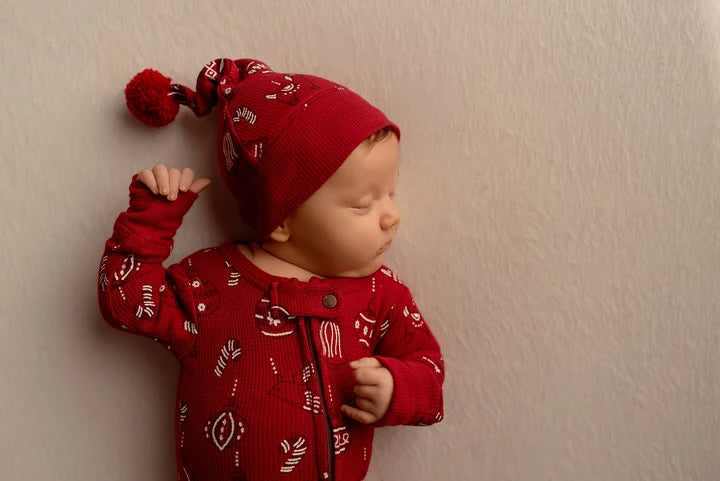 Baby Holiday Thermal 2-Way Zipper Footie & Cap Set