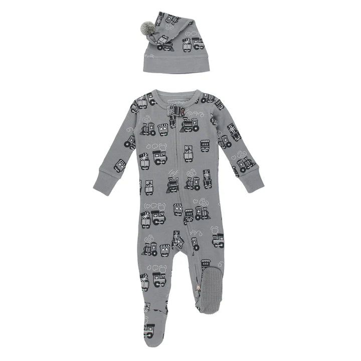 Baby Holiday Thermal 2-Way Zipper Footie & Cap Set